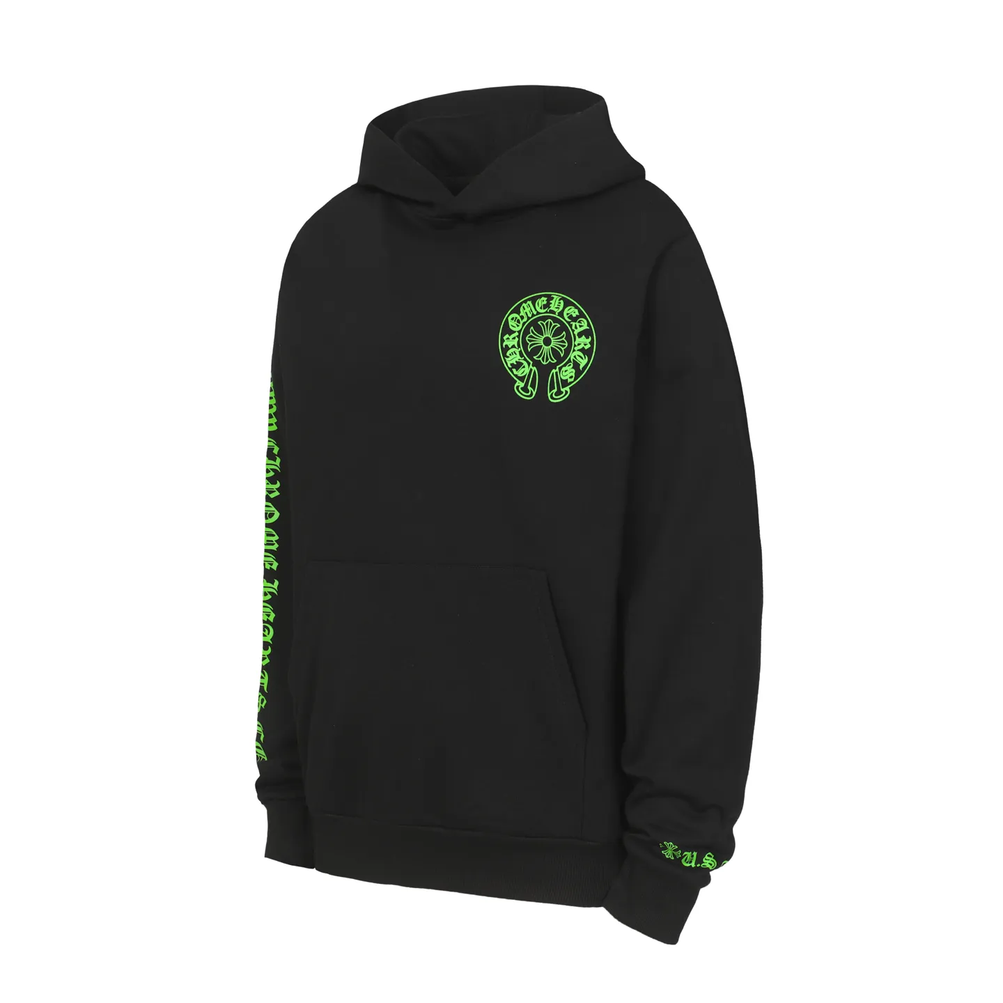P250 #L3189 cross-border model. Those who pursue quality, please do not place an order. -Chrome Hearts/Chrome Hearts Horseshoe Sanskrit printed leather cross✝️Hooded sweatshirt - High weight, high density and high quality. The wool is soft, delicate and skin-friendly. It feels soft and silky. It has excellent warmth and skin-friendly properties. -Customized weaving and dyeing. No color difference. No matter the fabric or workmanship details, it beats the ordinary version on the market. -Colour: black white -Size: S M LXL